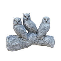 STEINFIGUR 3er Eulen auf Stamm frostfest Steinguss - Grau, Stein (22/16/8cm) - stoneandstyle