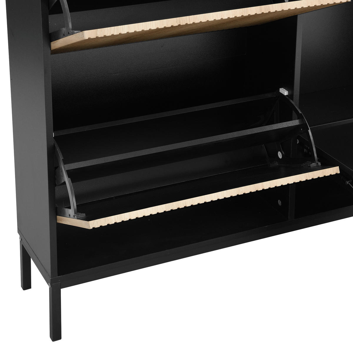 SCHUHSCHRANK aus MDF 100x25x100cm in Natur mit ausziehbarer Sitzbank - Naturfarben, Holzwerkstoff (100/100/25cm) - Modfu