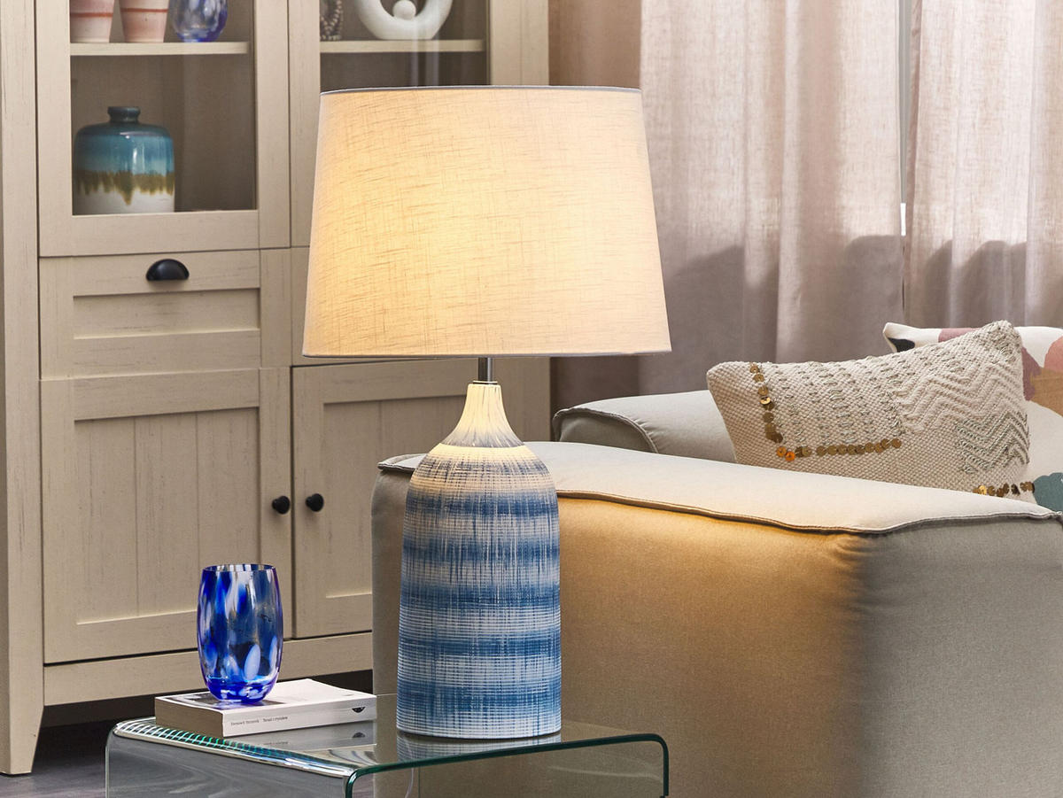 TISCHLAMPE Georgina 33/33/66 cm - Blau, Keramik (33/33/66cm) - Beliani