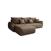 ECKSOFA Mit Schlaffunktion Und Bettkasten TOKYO, Stoff MONOLITH, Hellbraun, Links - Hellbraun, Holz (280/190cm) - Kaiser Möbel