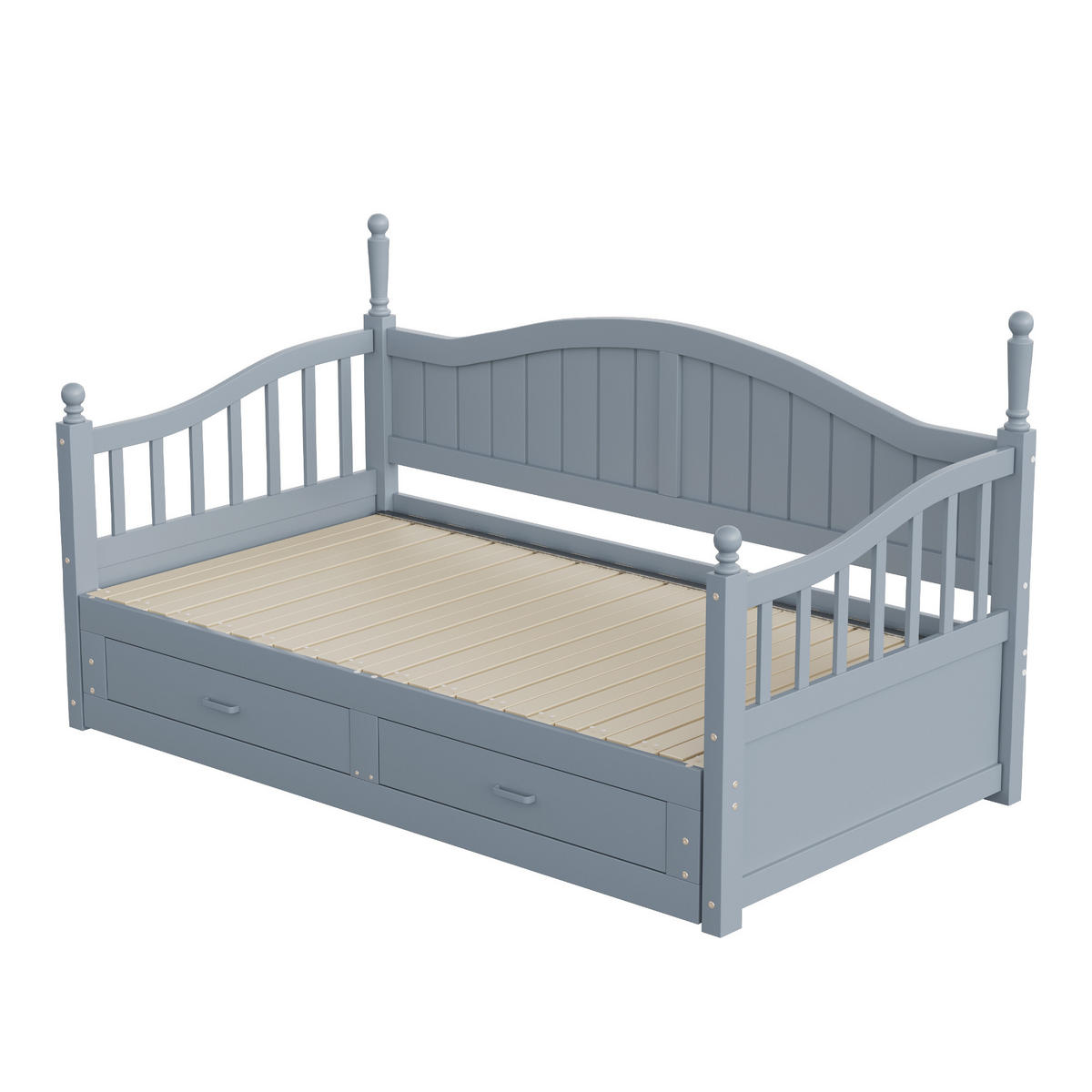 TAGESBETT 90/180/190 cm DE-01359, in Grau, mit 2 Schubladen und Ausziehbett - Grau, Holz (90/190cm) - ComfortXL