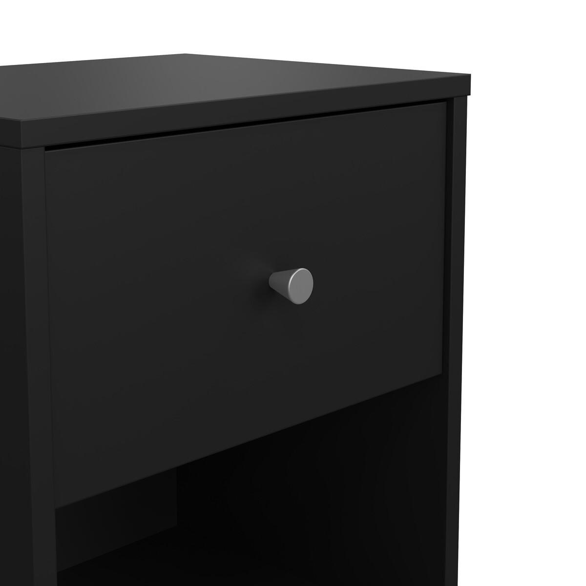 50. NACHTTISCH mit 1 Schublade und 1 Fach lise 37,9/30,1/48,4 cm - Schwarz, Holzwerkstoff (30.1/48.4/37.9cm) - Calicosy