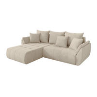 ROHOVÁ SEDAČKA s funkcí spaní, otoman vlevo TOKO-L 277x194x86 krémová velur - černá/krémová, kompozitní dřevo/textil (277/194cm) - ALTDECOR
