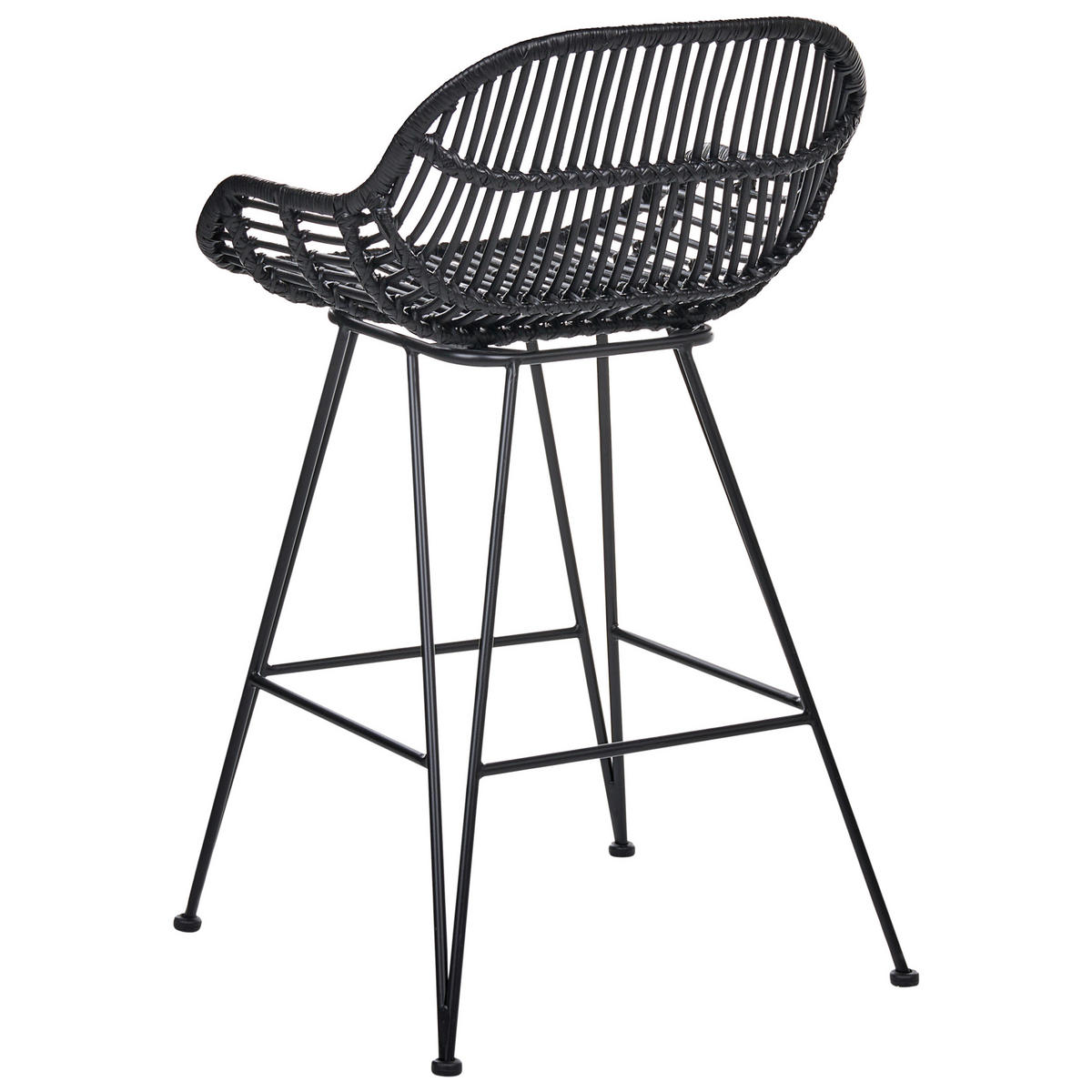 BARSTUHL 2er-Set Rattan Schwarz Terrell - Schwarz, Naturmaterialien (54/94/57cm) - Beliani