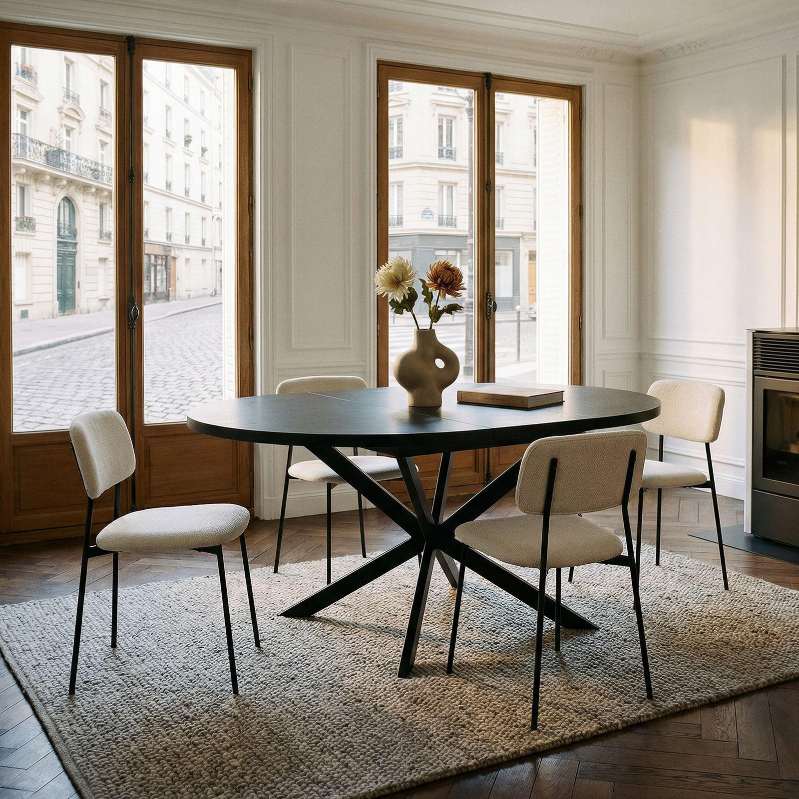 ESSGRUPPE TOLEDO - Schwarz, Holzwerkstoff/Metall (120/75/120cm) - IDIMEX