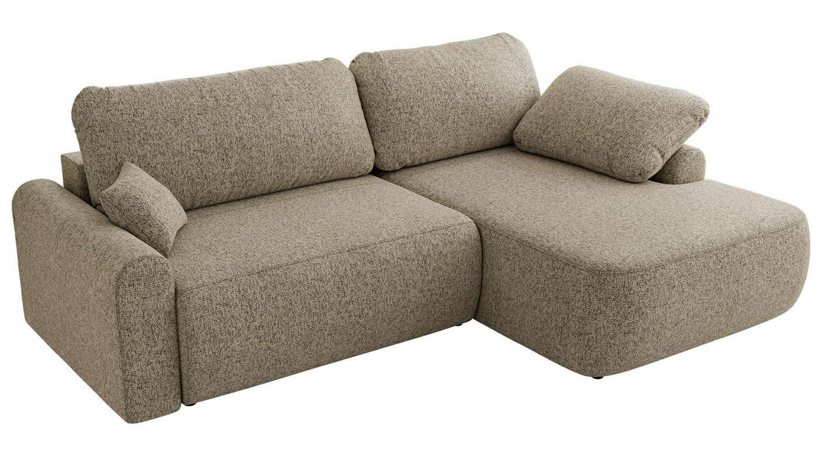 ECKSCHLAFSOFA CUBO L Dunkelbeige Struktur - rechts - Beige/Schwarz, Kunststoff/Textil (187/273cm) - MKS