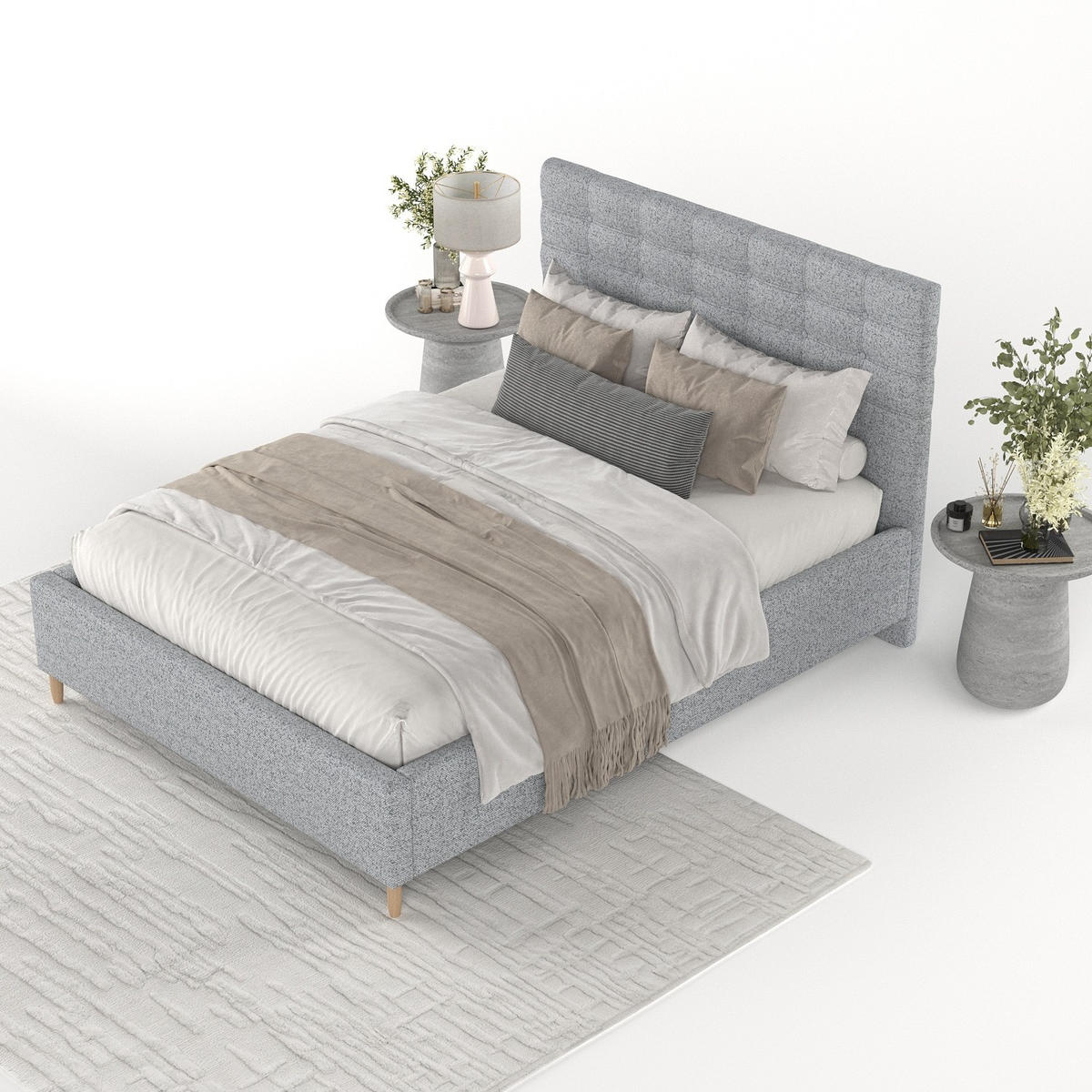 POLSTERBETT Soma 180/200 cm Grau im Riva Stoff - Naturfarben/Grau, Holz/Holzwerkstoff (180/200cm) - AltaBeds