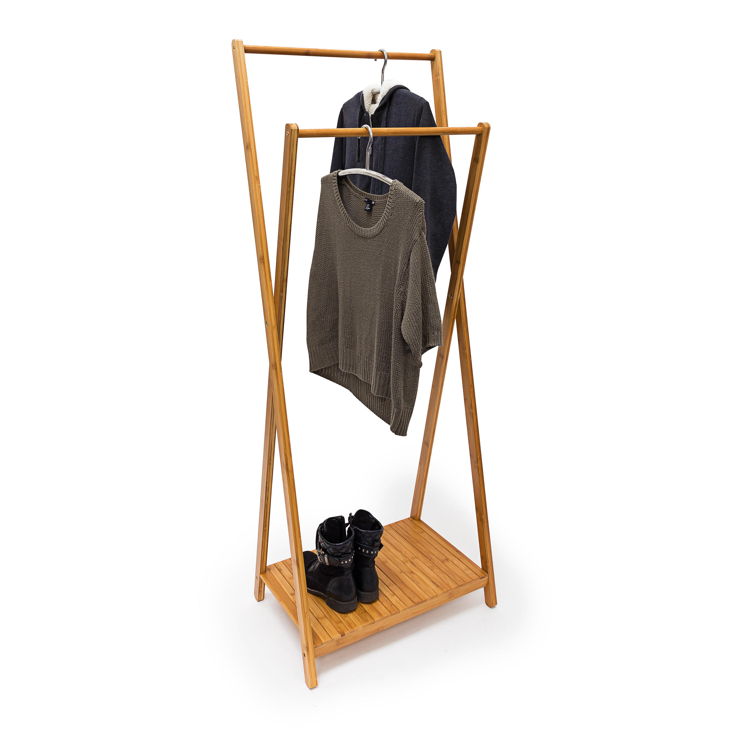 KLEIDERSTÄNDER - Hellbraun, Holz (56.5/156/40cm) - Relaxdays