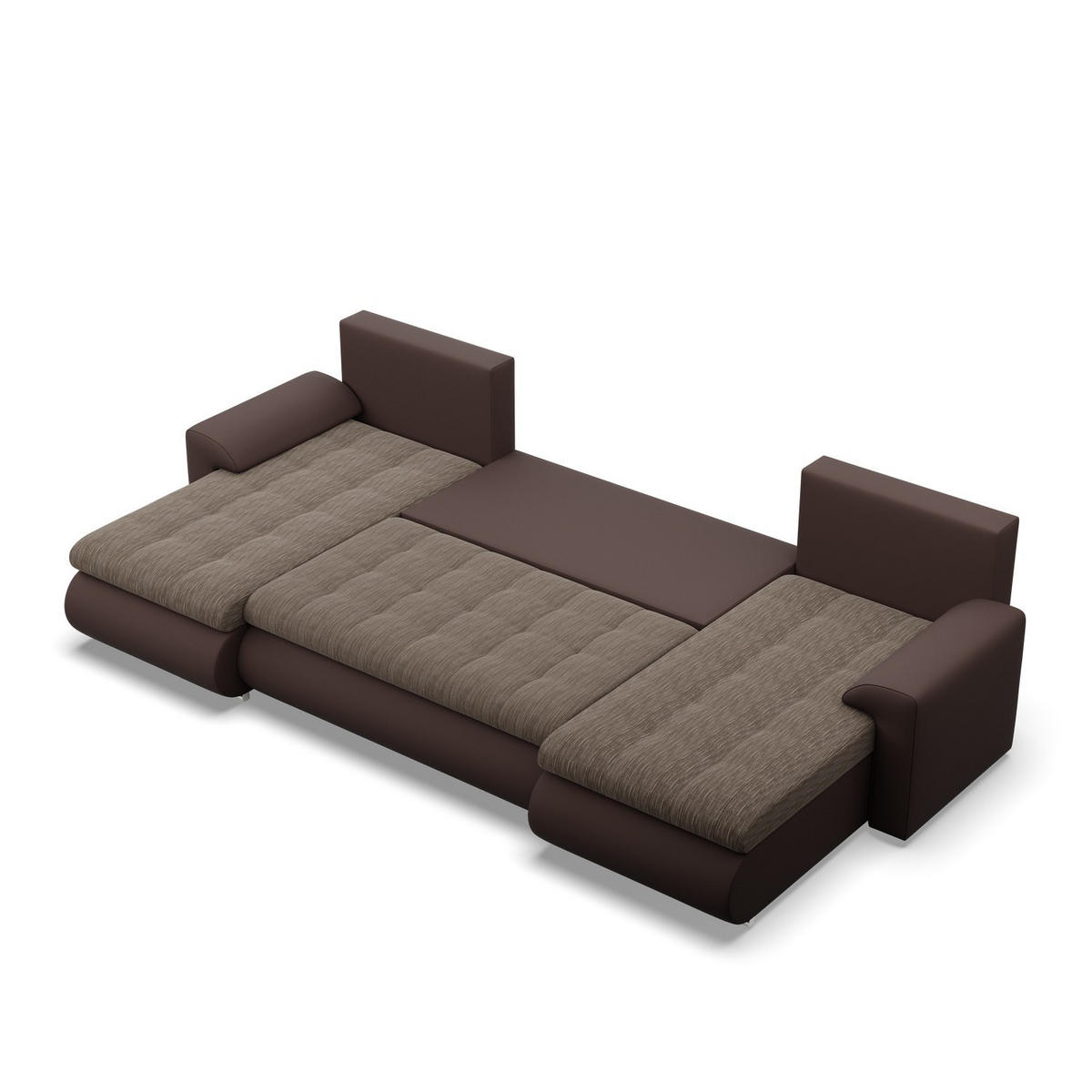 U-SOFA MIT SCHLAFFUNKTION FORESTA, Braun + Braun - Braun, Textil (302/89/159cm)