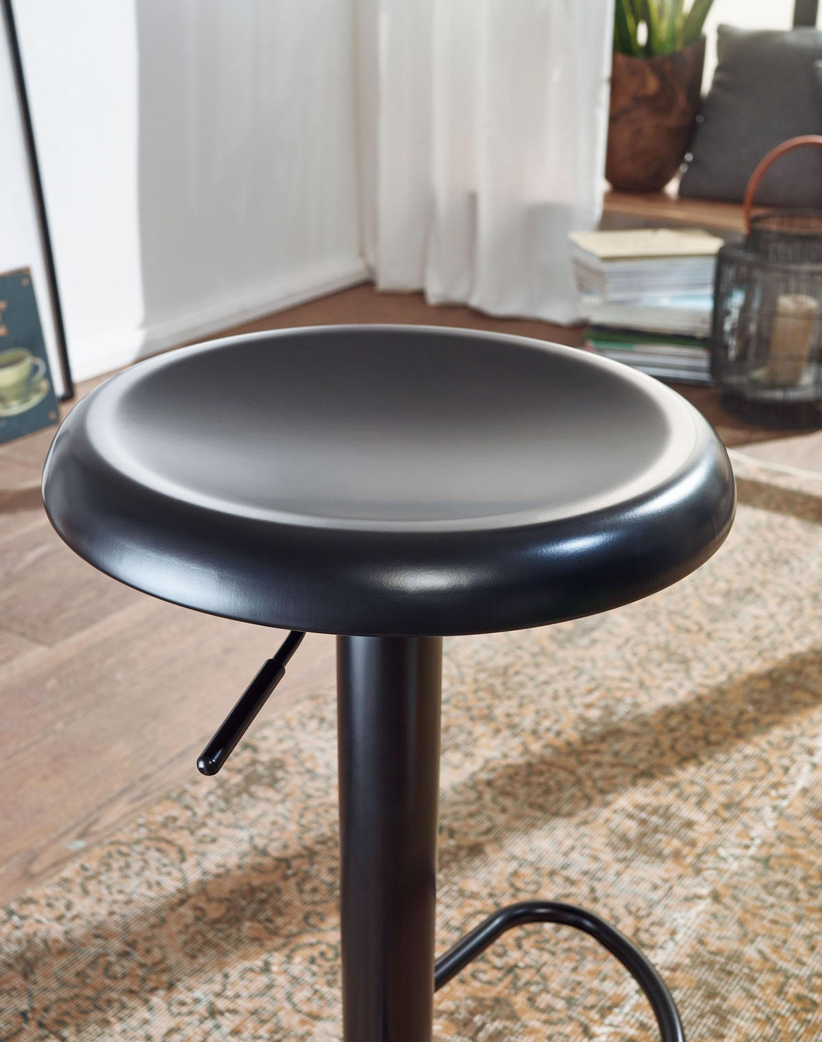 BARHOCKER – Schwarz, höhenverstellbar, mit Fußablage, 40x58–79 cm - Schwarz, Metall (40/79/40cm) - KADIMA DESIGN