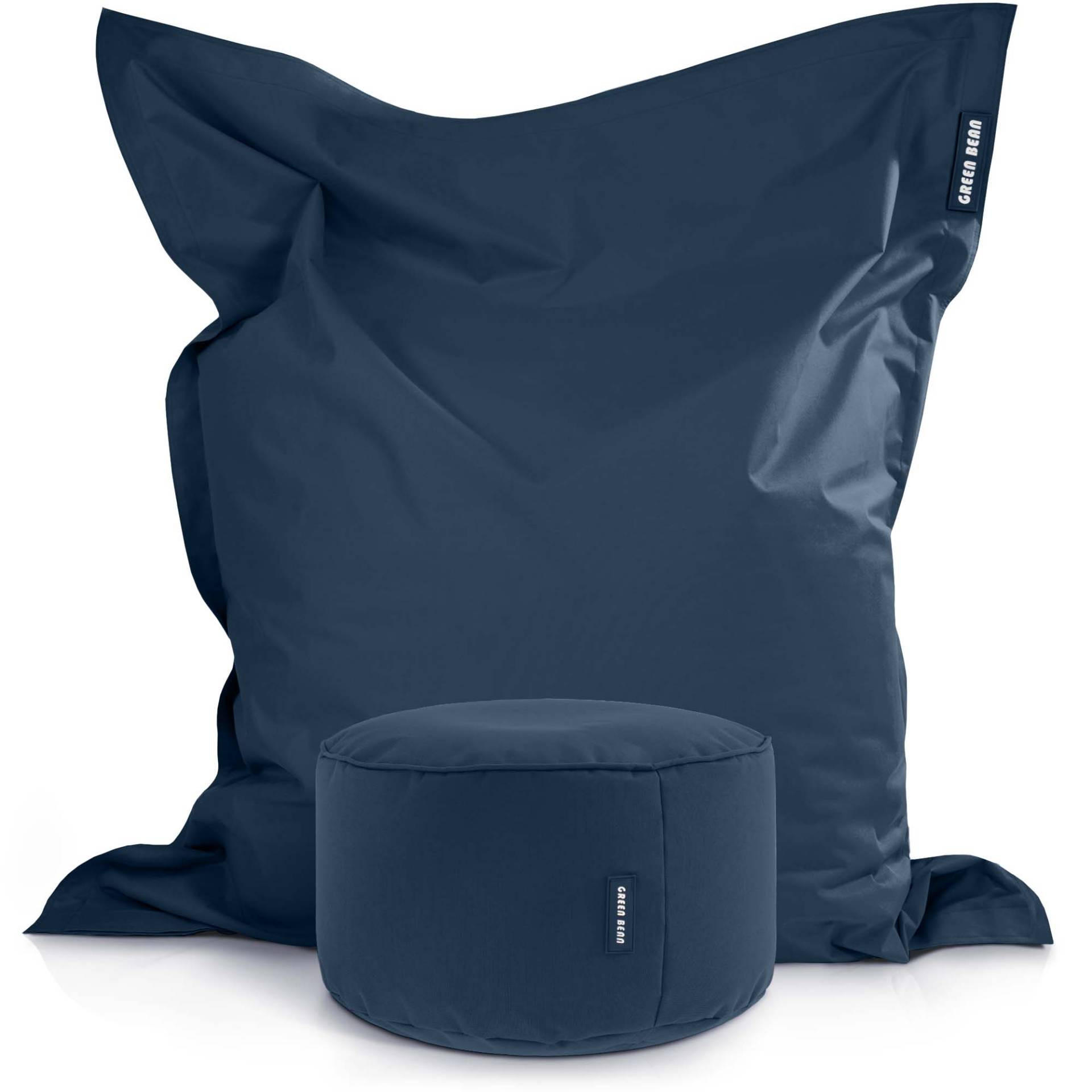 XXL-SITZSACK + Pouf 2er Set - 140x180cm - Dunkelblau, Textil (140/25/180cm) - Green Bean