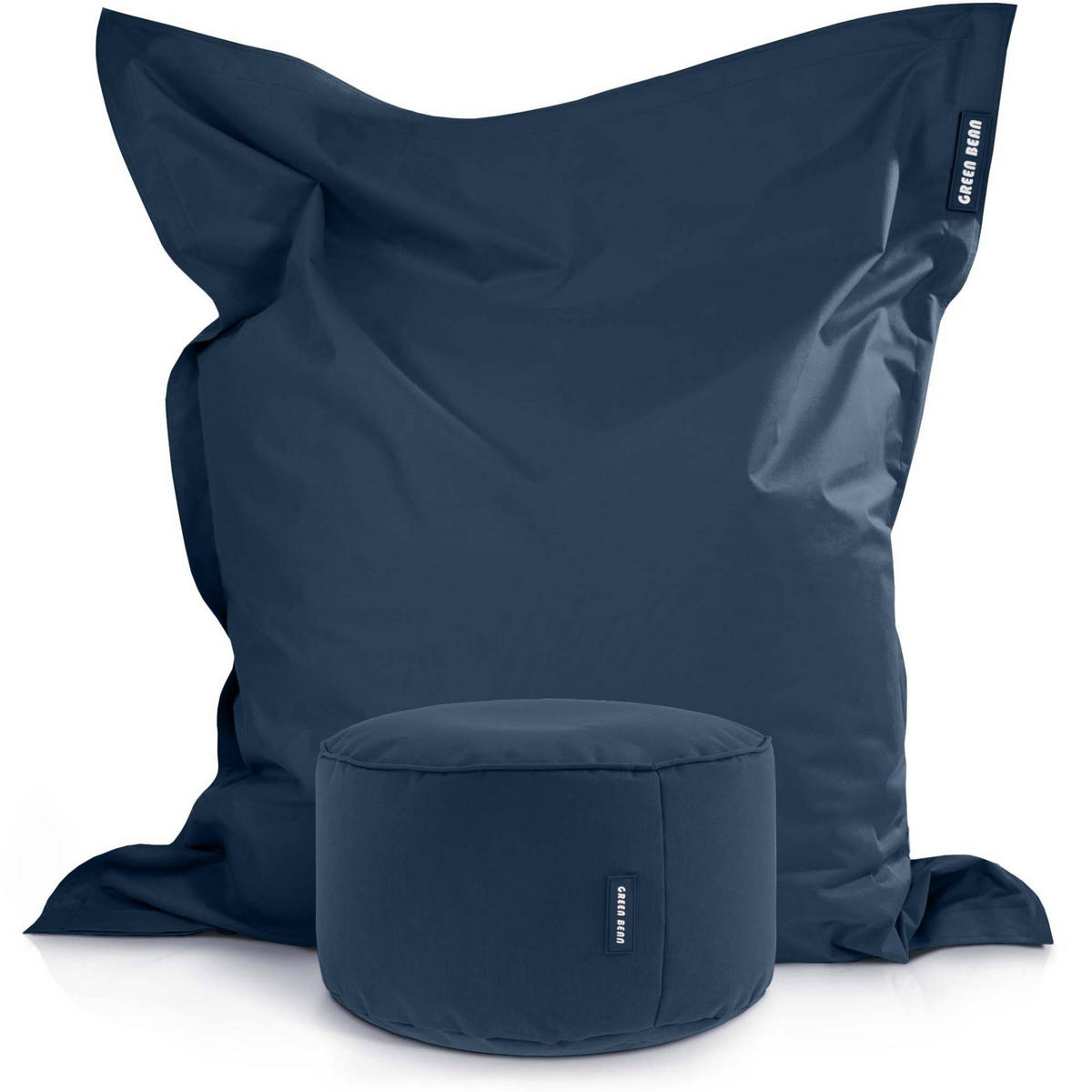 XXL-SITZSACK + Pouf 2er Set - 140x180cm - Dunkelblau, Textil (140/25/180cm) - Green Bean