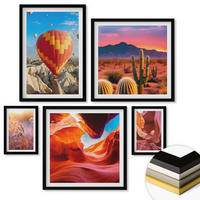WANDBILDER 5er-Set - 50x50 cm & 20x30 cm & 40x60 cm Schwarzer Rahmen - Landschaften von Wüstenschluchten - Schwarz, Kunststoff (40/60cm) - ArtPrintCave