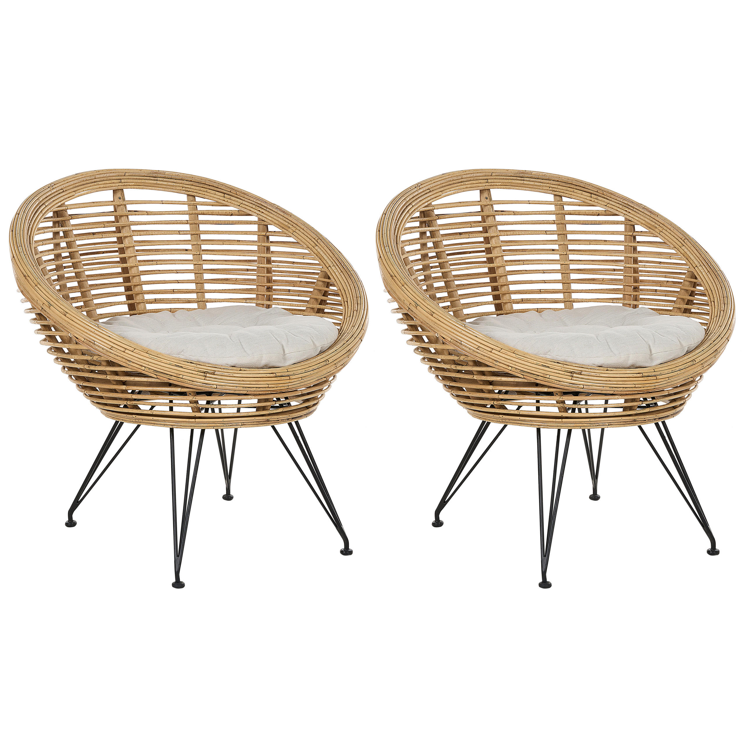 VRTNA STOLICA set od 2 ratan svijetli bež Maratea - prirodne boje/bež, prirodni materijali (85/85/85cm) - Beliani