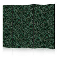 PARAVÁN Akustický 5-dielny 225x172 cm Zelené Listy - zelená, drevo/textil (225/172/3cm) - Muralo