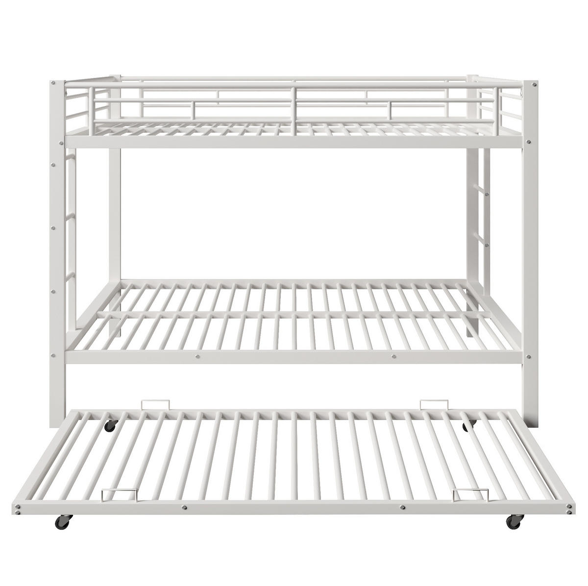 ETAGENBETT 140/200 cm weiß aus Metall mit Ausziehbett - Weiß, Metall (140/200cm) - OKWISH