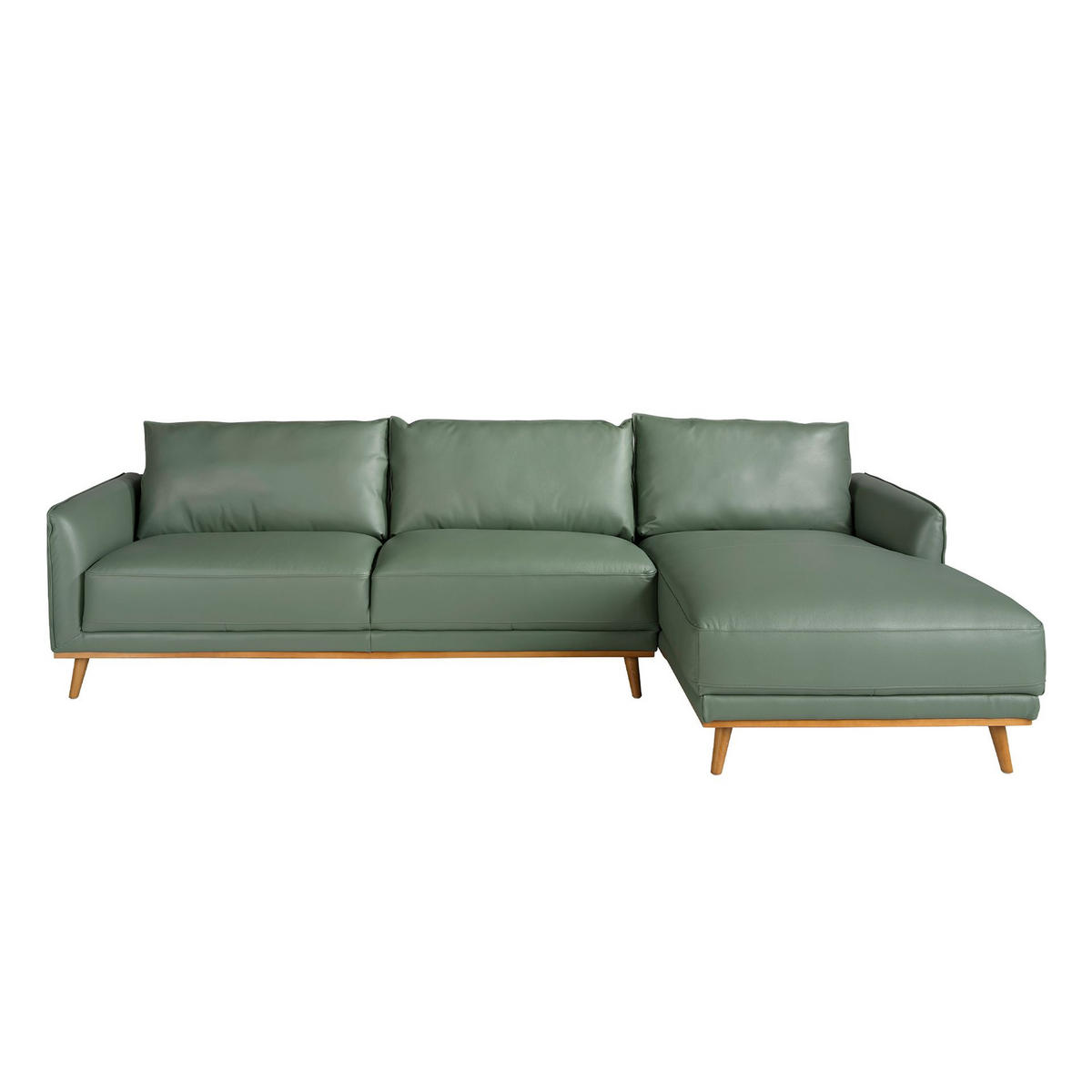 ECKSOFA Rechtes Chaiselongue-Sofa in grünem Leder 295/160/90 cm - Grün/Honig, Leder (295/160cm) - ANGEL CERDA