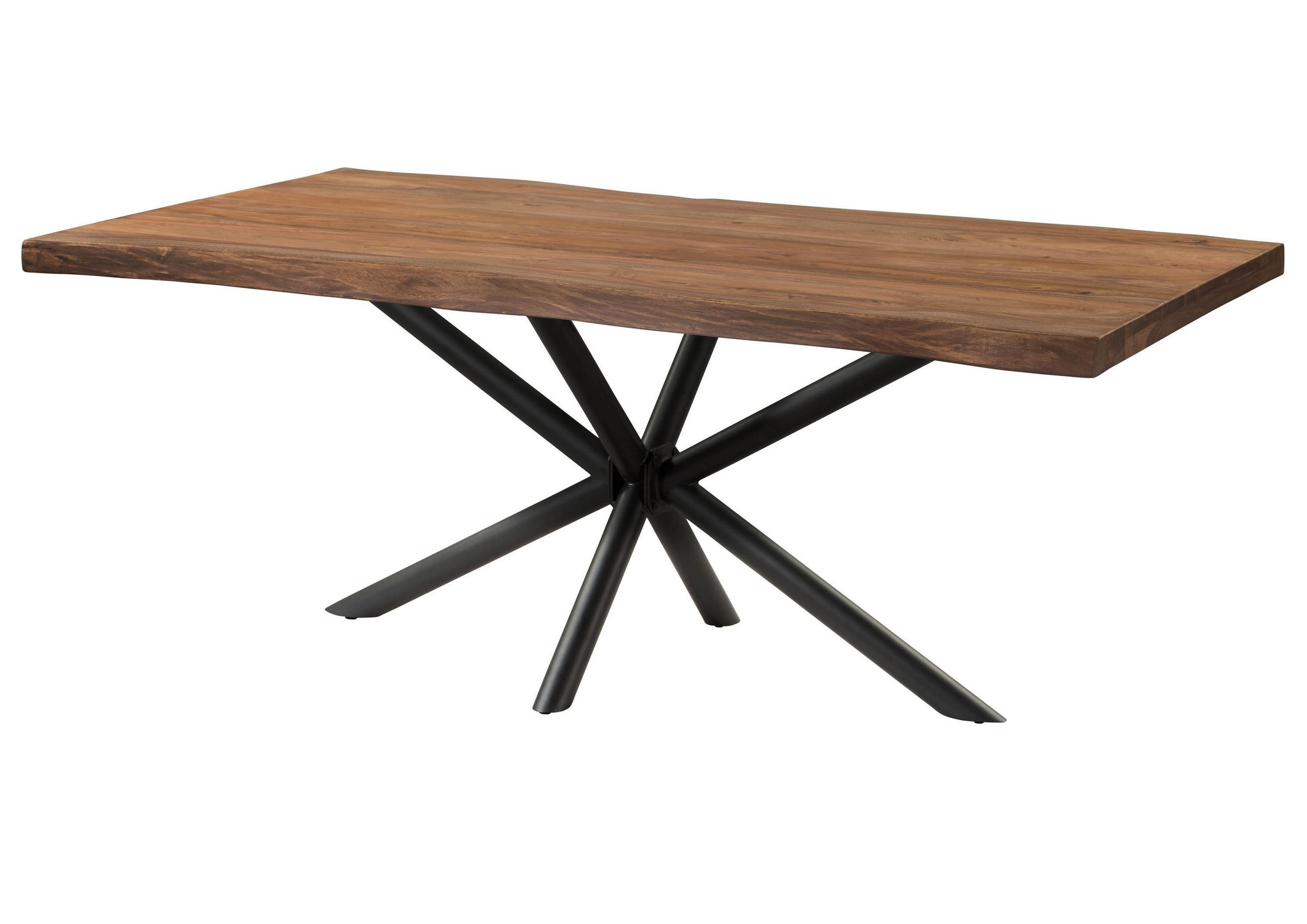 BAUMTISCH Sheesham 200x100x76 grau gebeizt / Kreuzgestell anthrazit matt FREEFORM 5 - Anthrazit/Grau, Holz (200/100/76cm) - Massivmoebel24