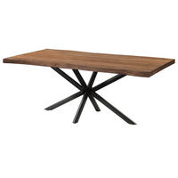 BAUMTISCH Sheesham 200x100x76 grau gebeizt / Kreuzgestell anthrazit matt FREEFORM 5 - Anthrazit/Grau, Holz (200/100/76cm) - Massivmoebel24