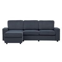 ECKSOFA 245.5/150.5/86.5 cm Dunkelgrau mit Stauraum und Ottomane - Dunkelgrau, Textil (245.5/150.5cm) - Oxeza