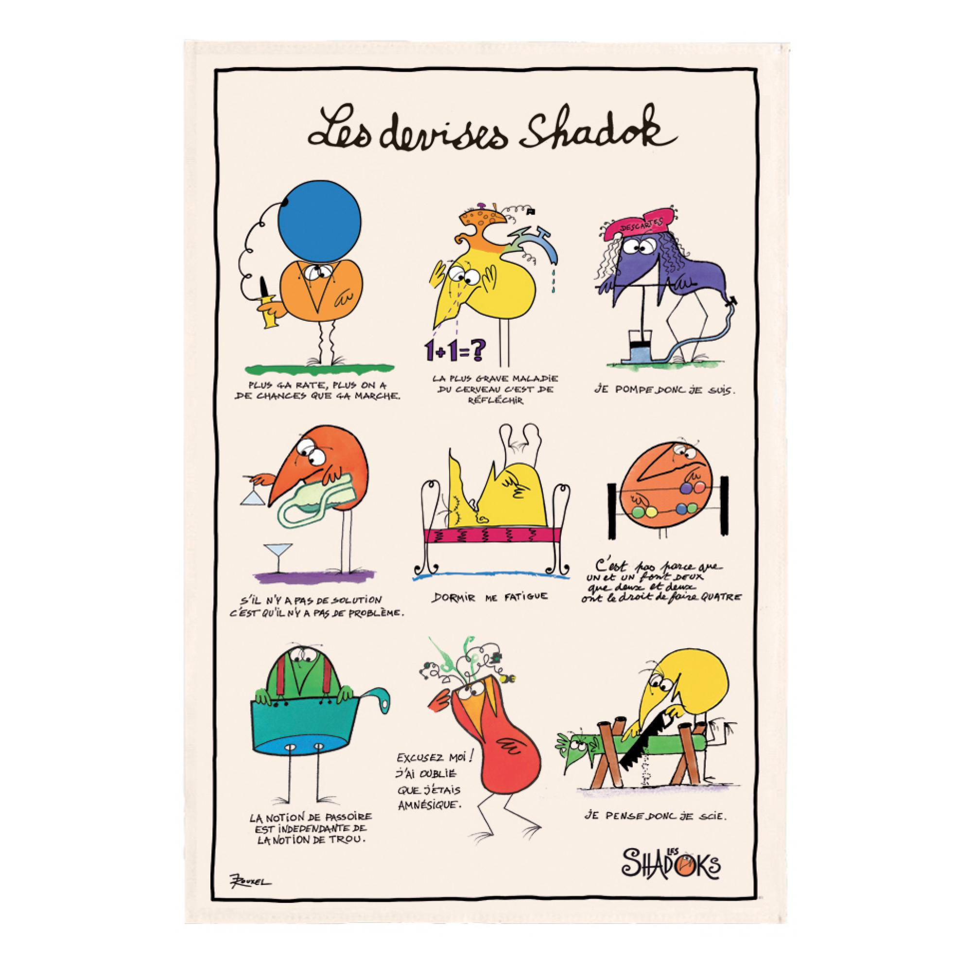 GESCHIRRTUCH Shadoks Les devises ekrü 48 x 72 cm - Weiß, Textil (72/48cm) - Winkler