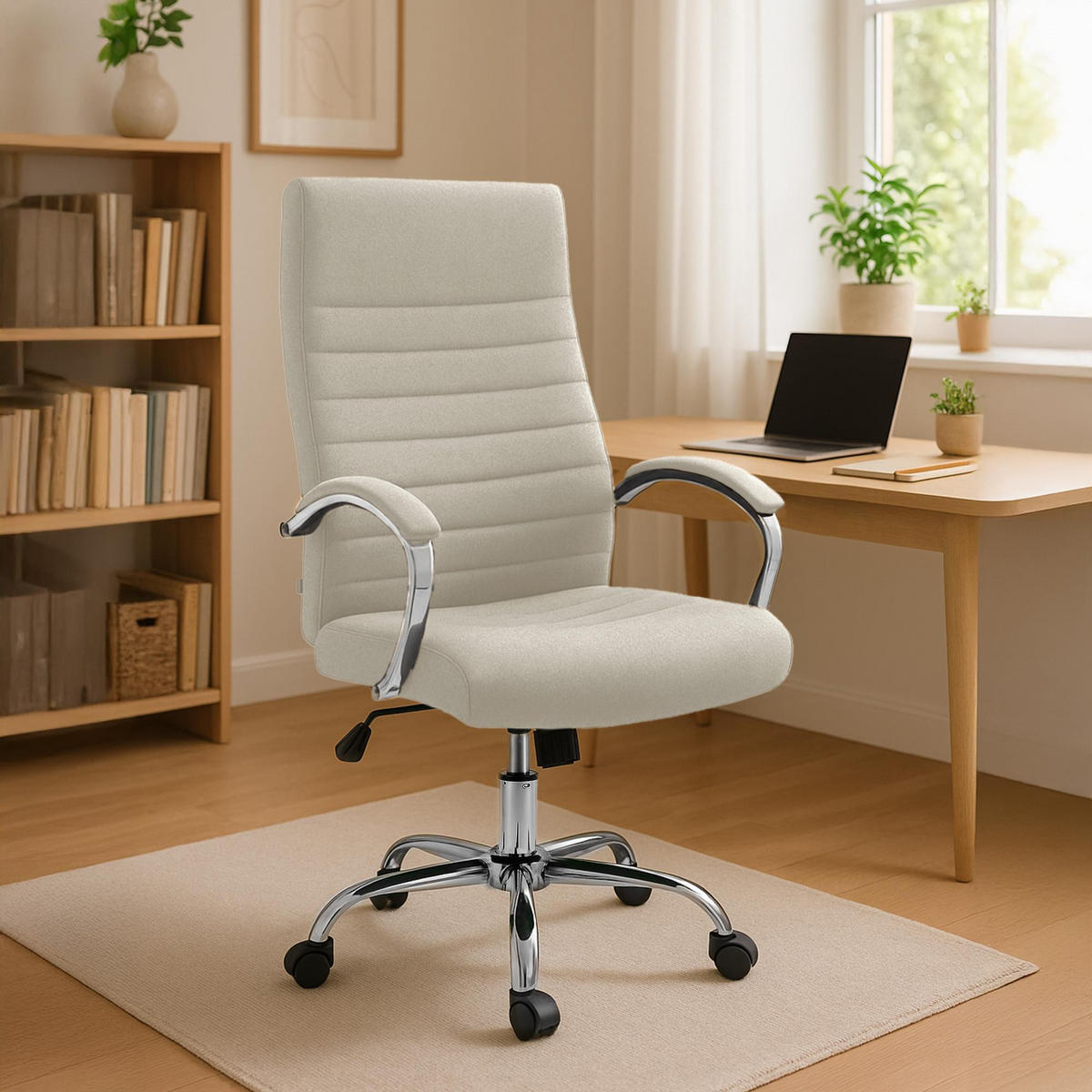 CHEFSESSEL Stoff Creme - Creme, Textil/Metall (60/110/68cm) - CLP
