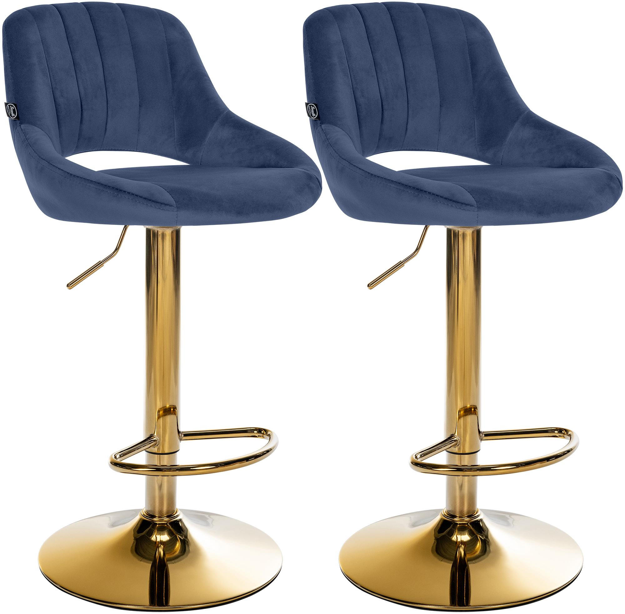 BARHOCKER 2 Samt Blau - Blau, Textil (47/85/48cm) - CLP