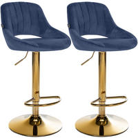 BARHOCKER 2 Samt Blau - Blau, Textil (47/85/48cm) - CLP