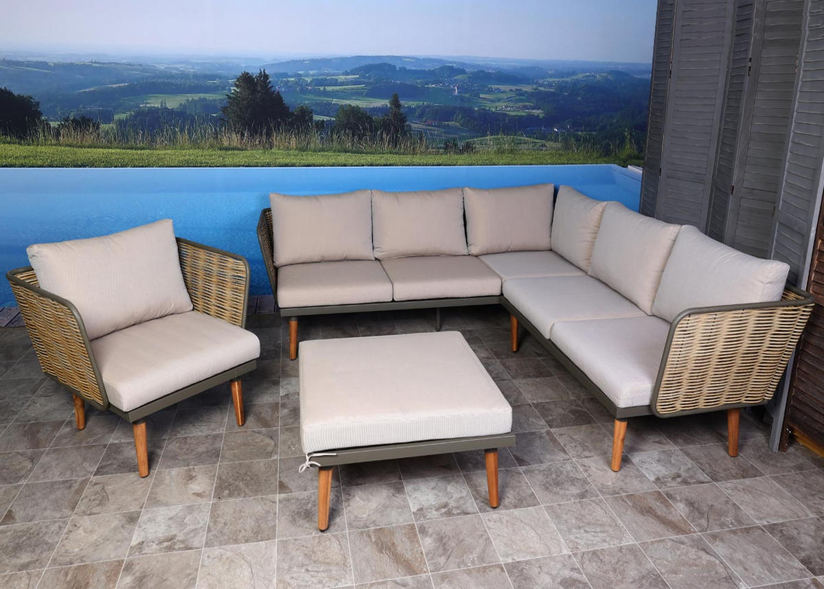 GARTENGARNITUR Braun, Beige - Beige/Braun, Textil - MCW