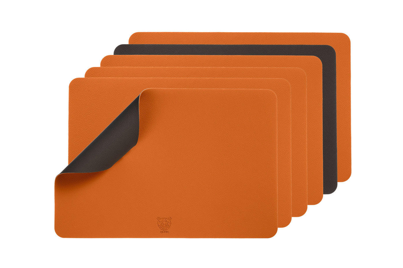 TISCHSET - 6er-Set - Recyceltes Leder in Orange und Schokolade - Orange, Textil (30/44.5cm) - Björn