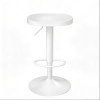 BARHOCKER drehbar höhenverstellbar Weiß Metall/Massivholz - Weiß, Metall (31.5/81/41.5cm) - Meubliv