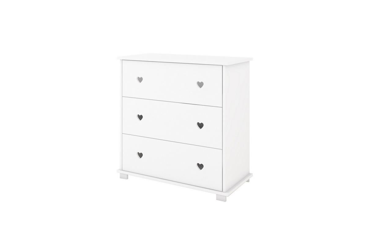 WICKELKOMMODE Kleines Herz - Weiß, Naturmaterialien (48/87/80cm) - kiki design
