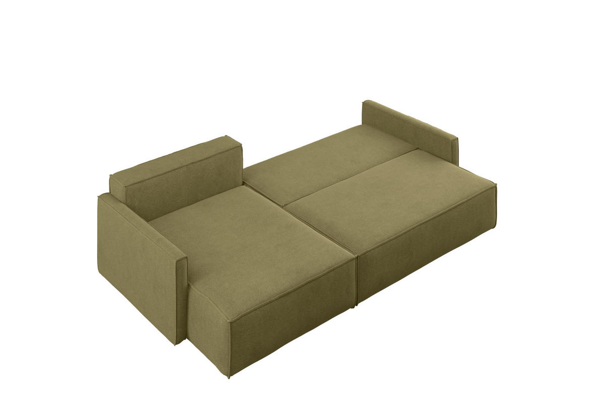 SCHLAFSOFA Carlos L-Form, Ecksofa Mit Bettkasten Und Schlaffunktion Stoff Salvador Rechts Olive - Olivgrün, Holz/Textil (250/83/142cm) - Kaiser Möbel