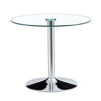 RUNDER Bartisch 85/85/76 cm mit Glasplatte und Metallgestell in Silber - Silberfarben, Glas (85/85/76cm) - BEAOK
