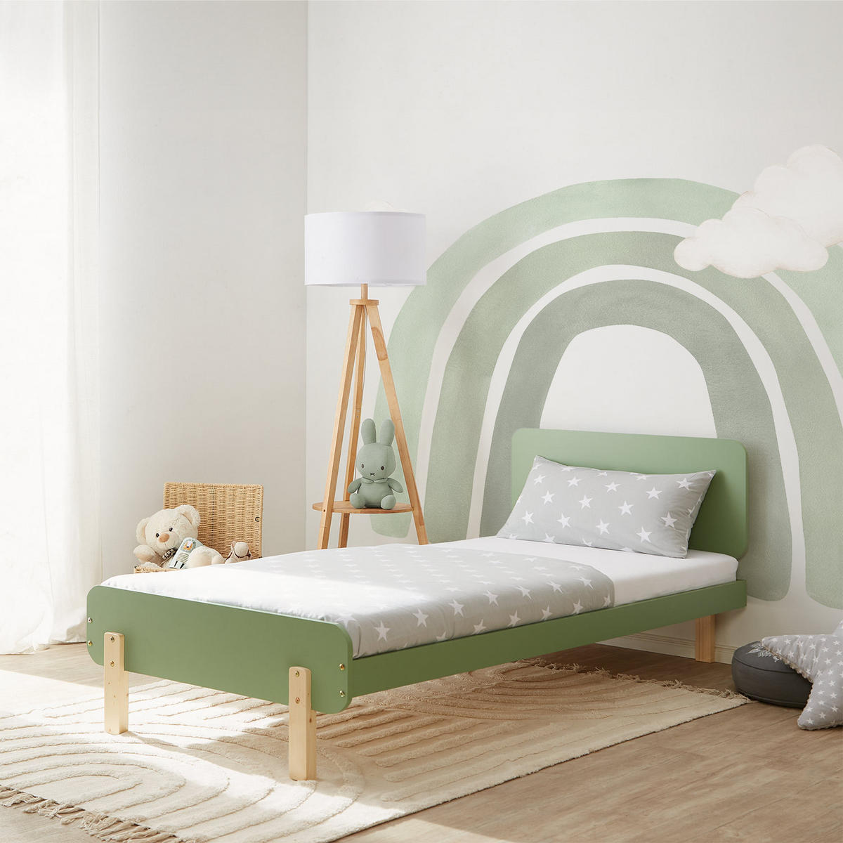 KINDERBETT GRÜN 90/200 Lattenrost Matratze - Grün, Holz (95/77/209cm) - Homestyle4u
