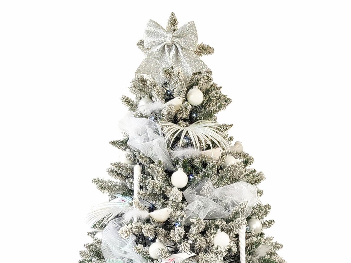 LAALU CHRISTBAUMKUGEL-SET 70 Stück in Luxusbox WINTER JOY für Weihnachtsbäume 120-210 cm - Silberfarben/Weiß, Kunststoff/Textil (55/50/75cm) - LAALU