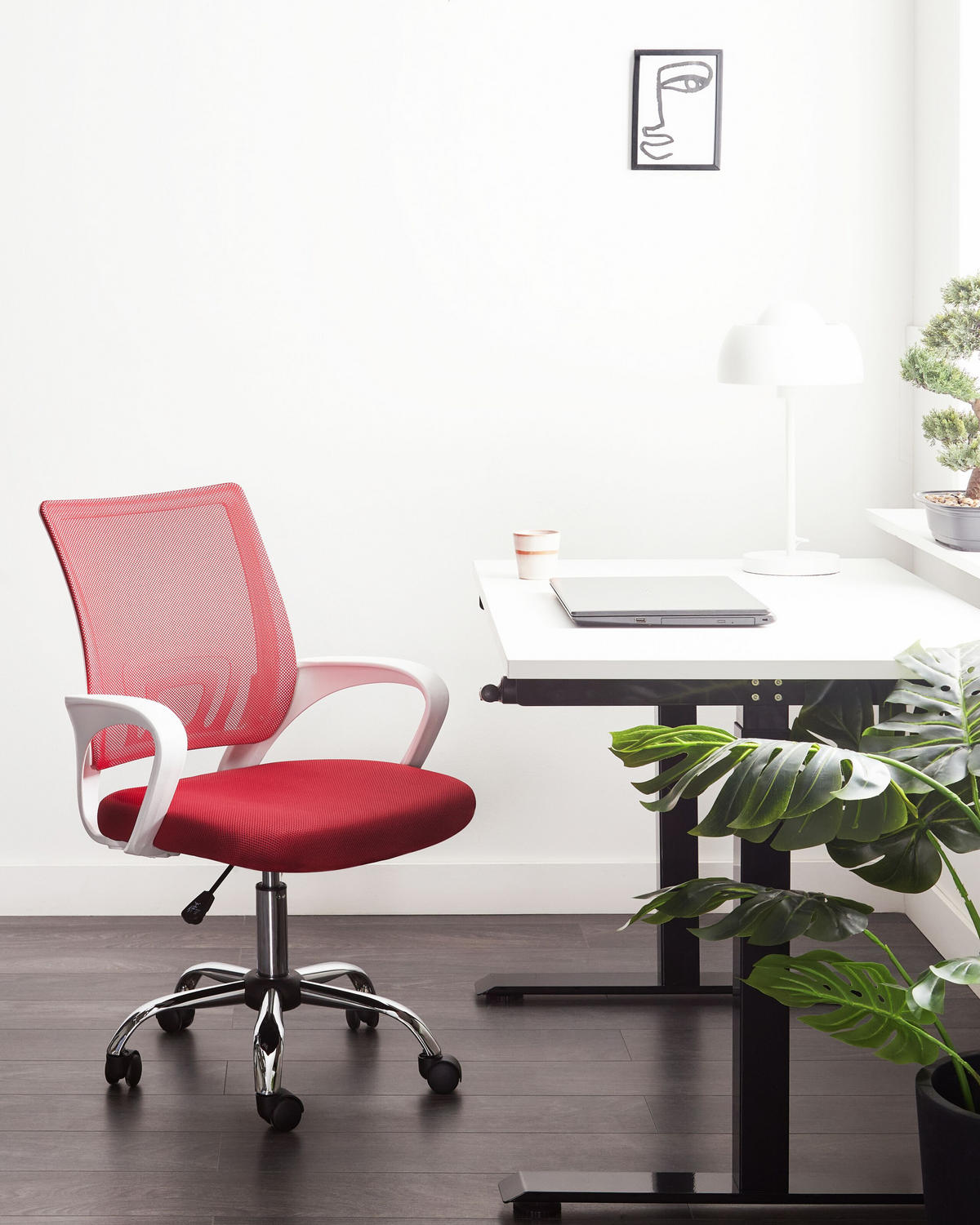BÜROSTUHL Rot Solid - Rot/Silberfarben, Textil (60/88/60cm) - Beliani
