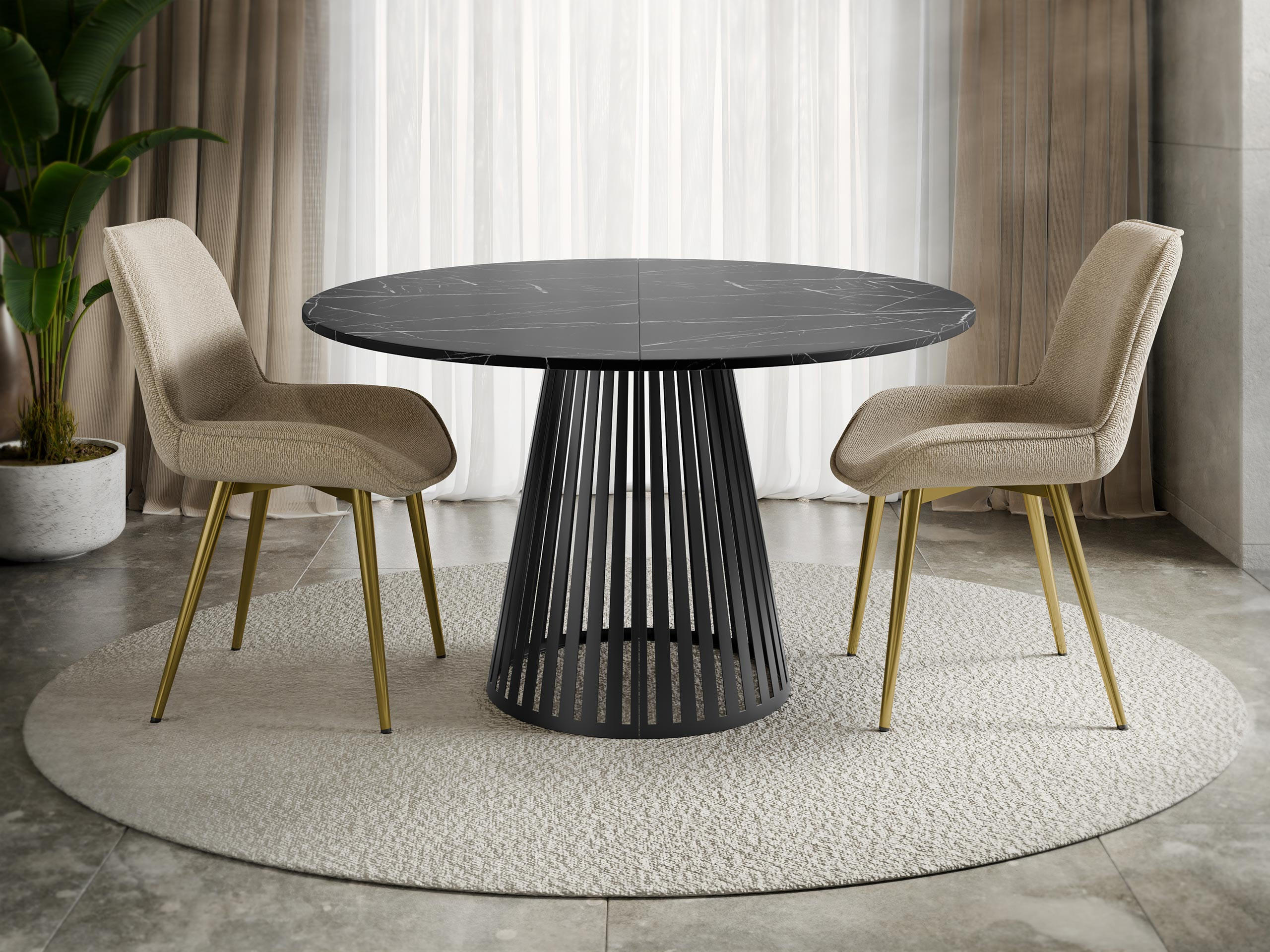 ESSTISCH ausziehbar Cone 120 - Schwarz, Holzwerkstoff/Metall (120/120/76cm) - MIRJAN24