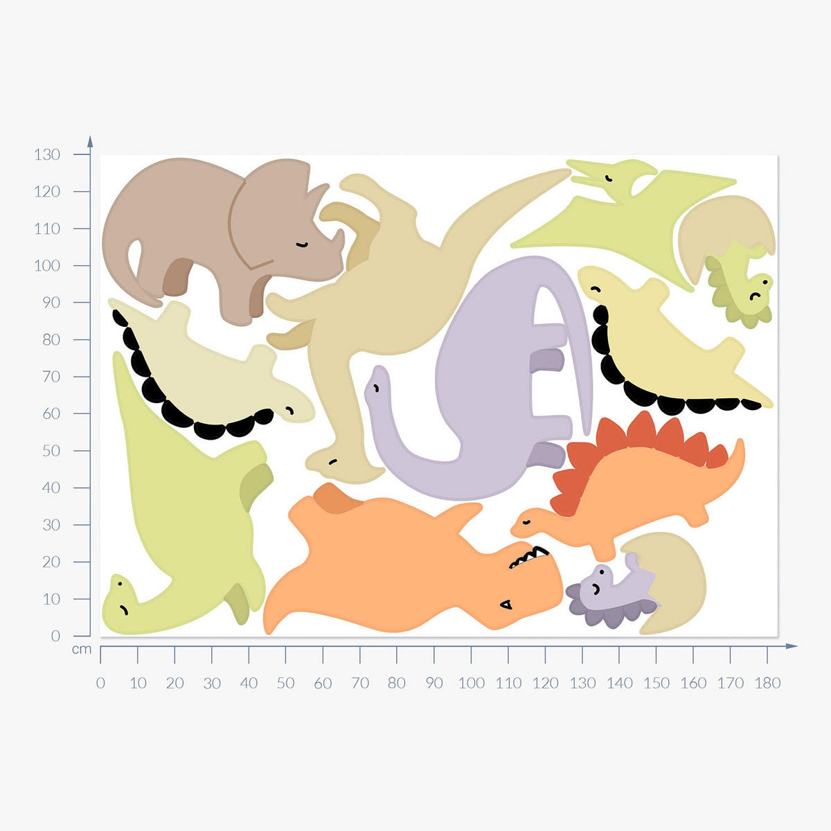AUFKLEBER 130x183 cm Süße Dinosaurier - Gelb, Kunststoff (130/183/0.1cm) - TULUP