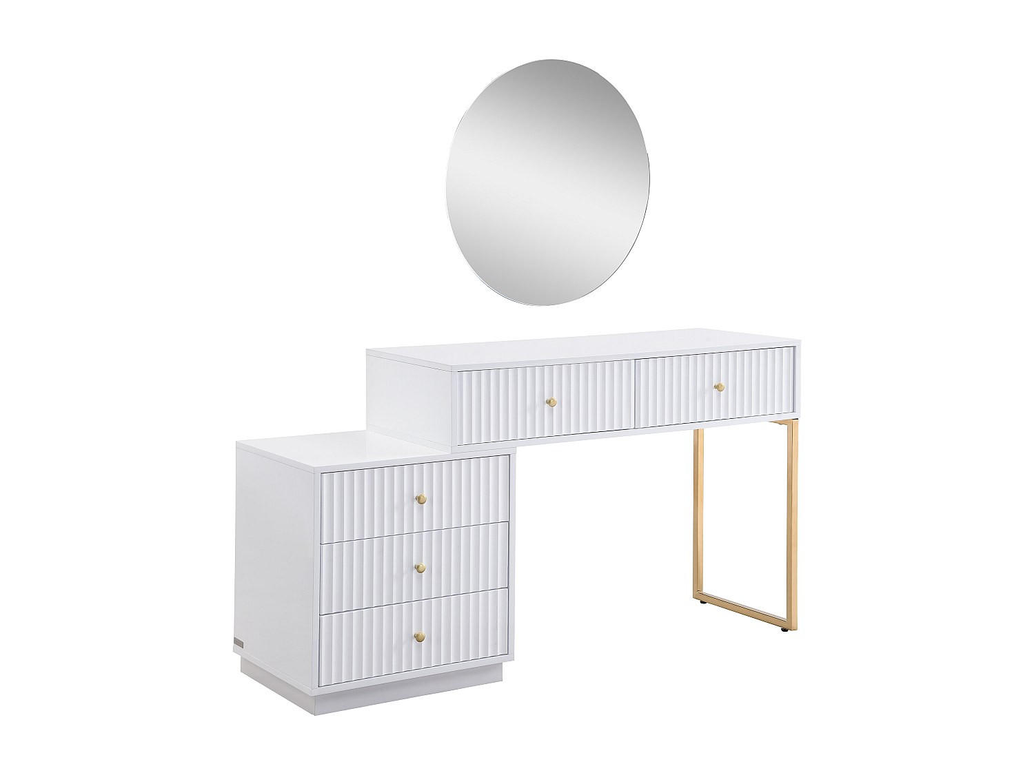 SCHMINKTISCH - 133 cmcm x 40 cmcm - Holz, Platte - Weiß - PEROLIA - Weiß, Holz (133/75/40cm) - Vente-Unique