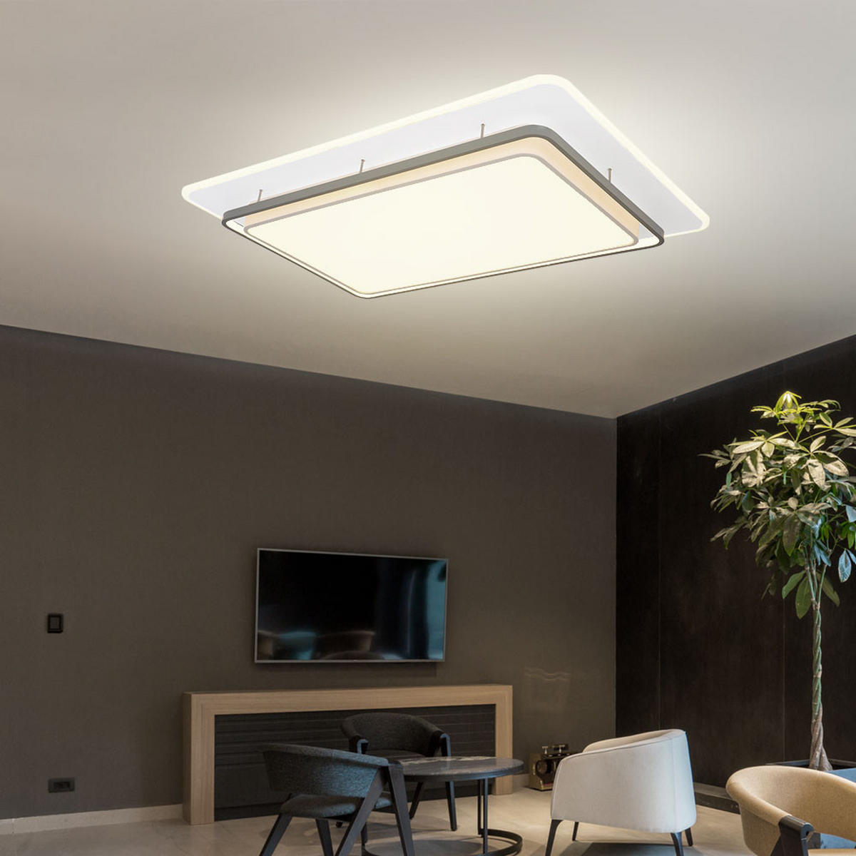 LED DECKENLEUCHTE Metall Grau - Grau, Metall (95/63/10.5cm)