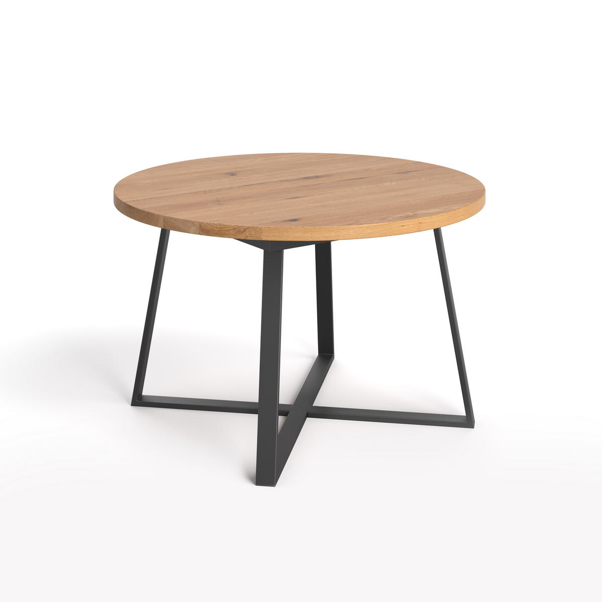 TISCH Ausziehbar Axis aus massivem Eichenholz 100 cm + Tischverlängerung 1x45 cm - Eichefarben/Schwarz, Holz/Metall (100/100/75cm) - Danzz