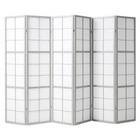 PARAVENT 6-tlg 264/179 cm Grau Holz Shoji - Grau, Holz (264/179/2cm) - Homestyle4u
