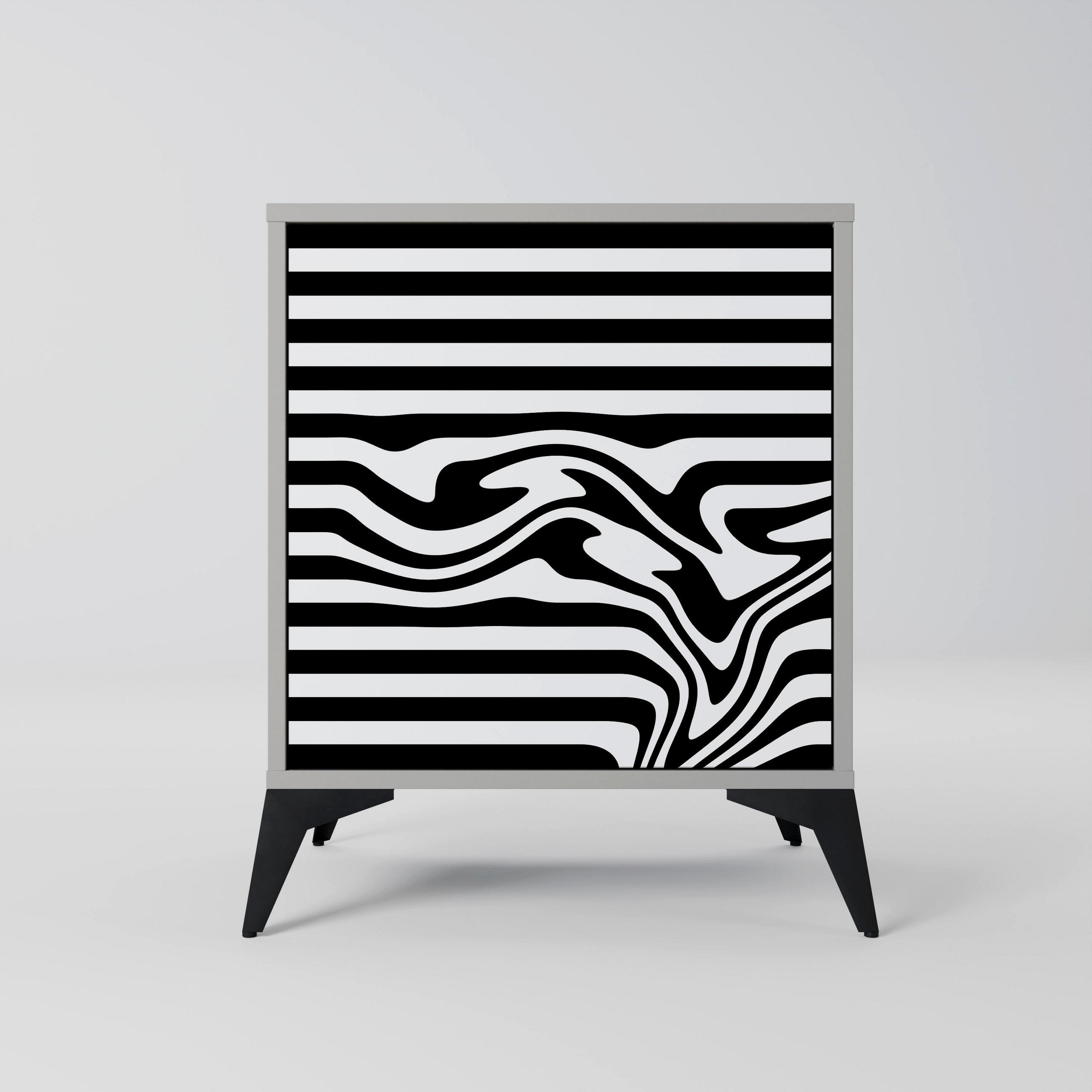 SIDEBOARD SPECTRA SHOWCASE, Grau, 57,5x42x70,5 cm, Schwarze Metall-Sternfüße - Multicolor/Schwarz, Holzwerkstoff/Metall (57.5/70.5/42cm) - SpaceRebels