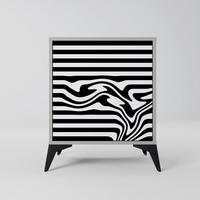SIDEBOARD SPECTRA SHOWCASE, Grau, 57,5x42x70,5 cm, Schwarze Metall-Sternfüße - Multicolor/Schwarz, Holzwerkstoff/Metall (57.5/70.5/42cm) - SpaceRebels