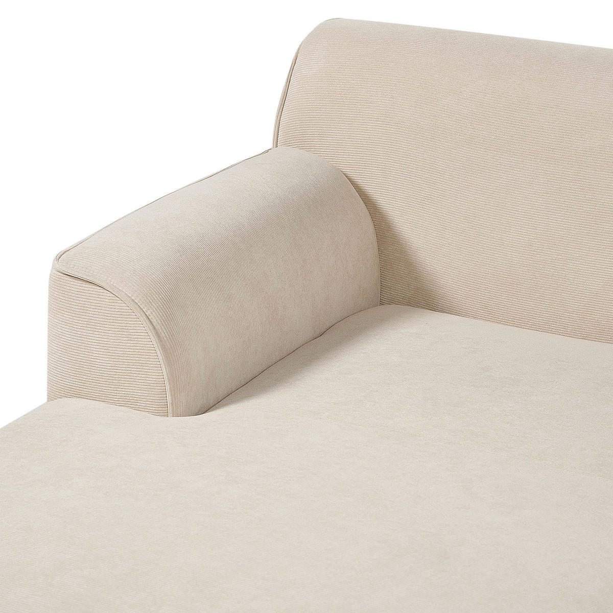 3-SITZER-ECKSOFA Cord hellbeige linksseitig Simos - Hellbraun/Beige, Textil (264/159cm) - Beliani