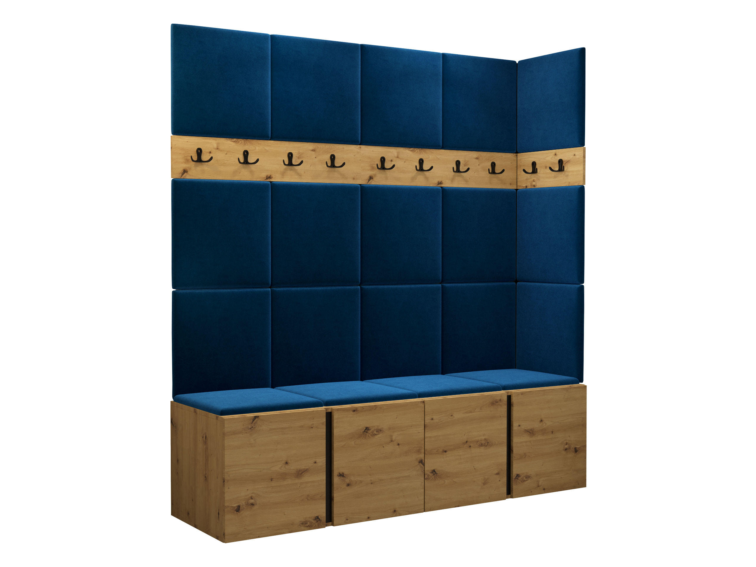 GARDEROBEN-SET Orion II - Blau/Eiche Artisan, Holzwerkstoff/Kunststoff (168/186/46cm) - MIRJAN24