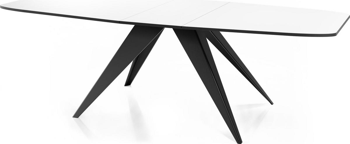 ESSTISCH Foster rechteckig ausziehbar, Weiß 180-218/90/76 cm - Schwarz/Weiß, Holzwerkstoff/Metall (180/90/76cm) - WFL GROUP