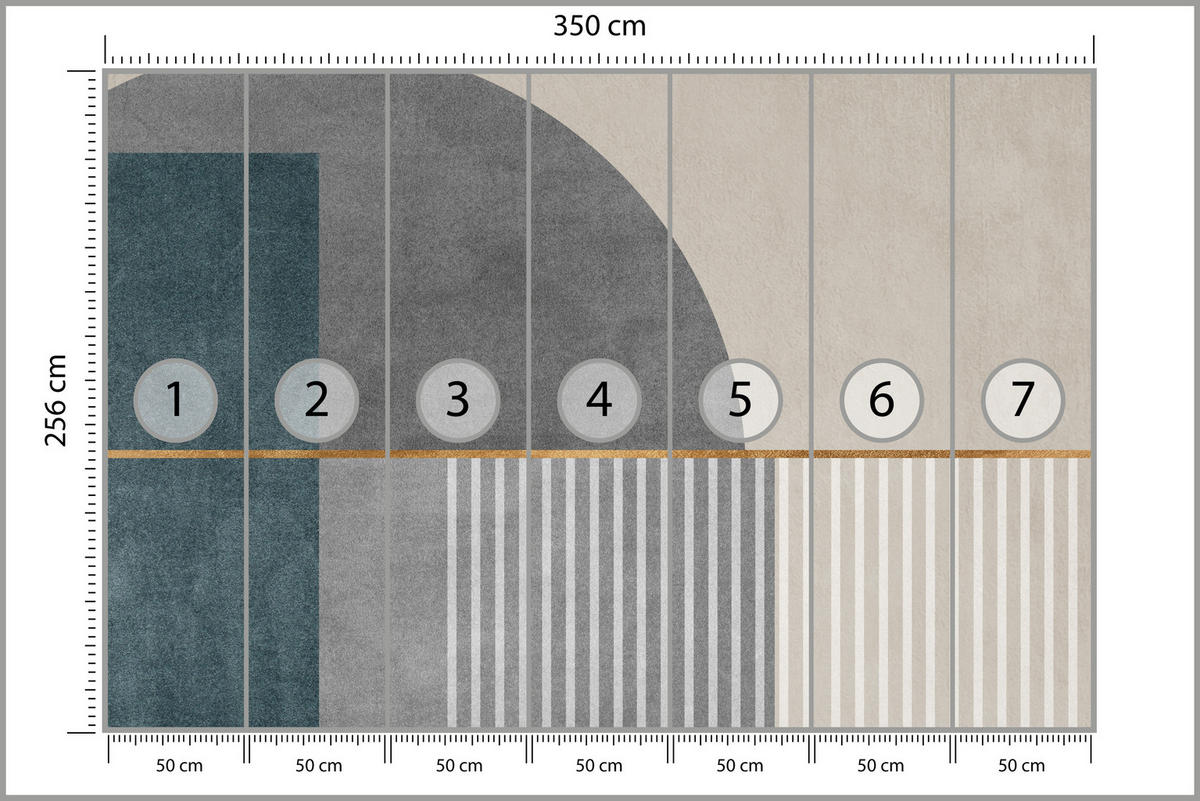 FOTOTAPETE für Wohnzimmer Formen Modernes Geometrisches Muster 350x256 - Beige/Braun, Papier (350/256cm) - Muralo