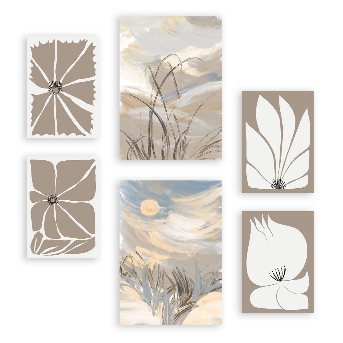 POSTER Set Mit 6 Latente Natur In Kulissen Abstracts Ästhetische Dekorative Gemälde Für Ihr Wohnzimmer, Schlafzimmer, Zuhause A3 & A4 Rahmenlos - Klar, Papier (29/3cm) - Nacnic
